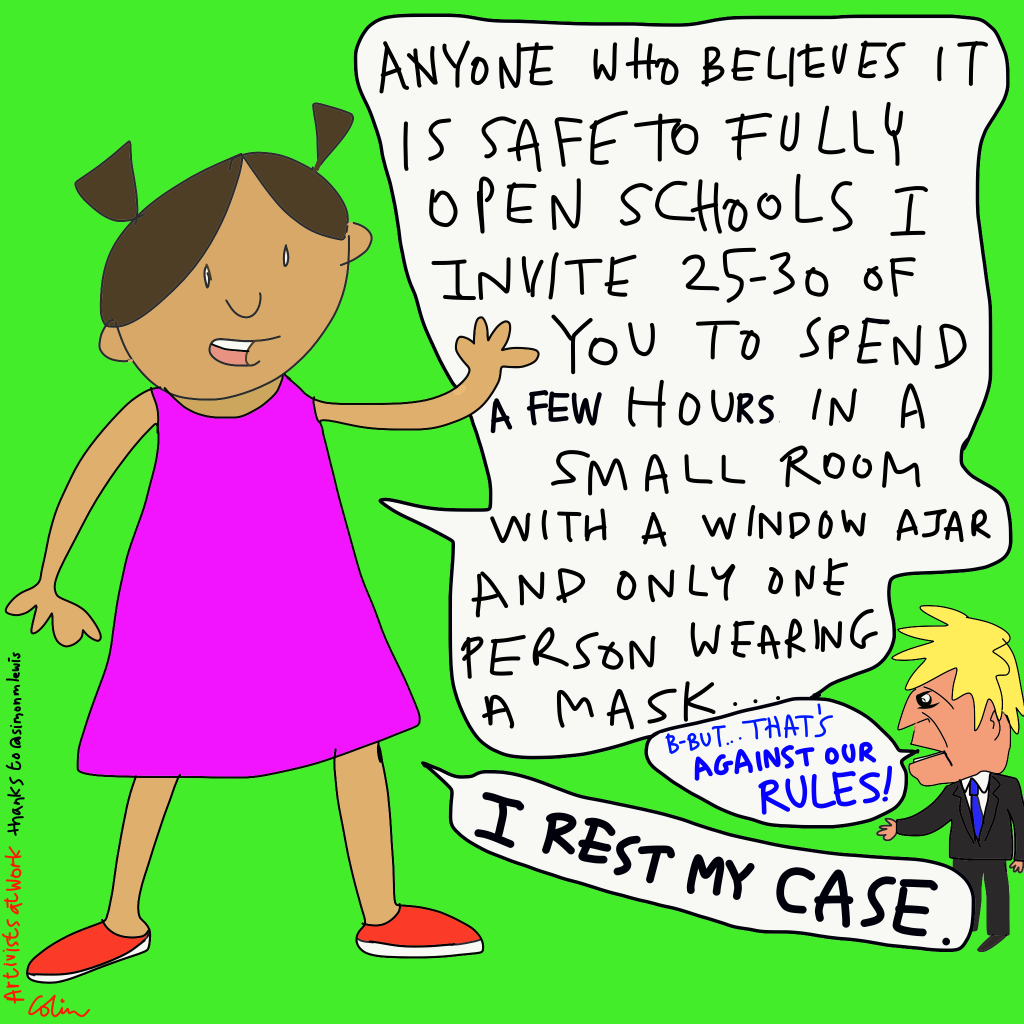 An image of a girl describing the conditions in a school room