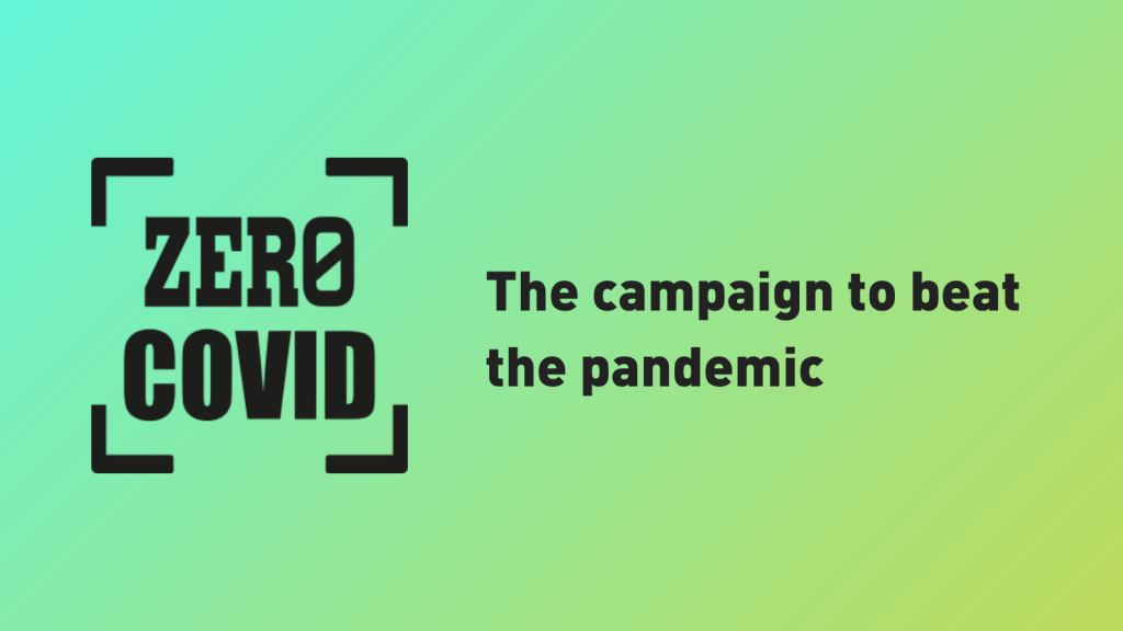 An image with the Zero Covid logo and slogan 'The campaign to beat the pandemic'